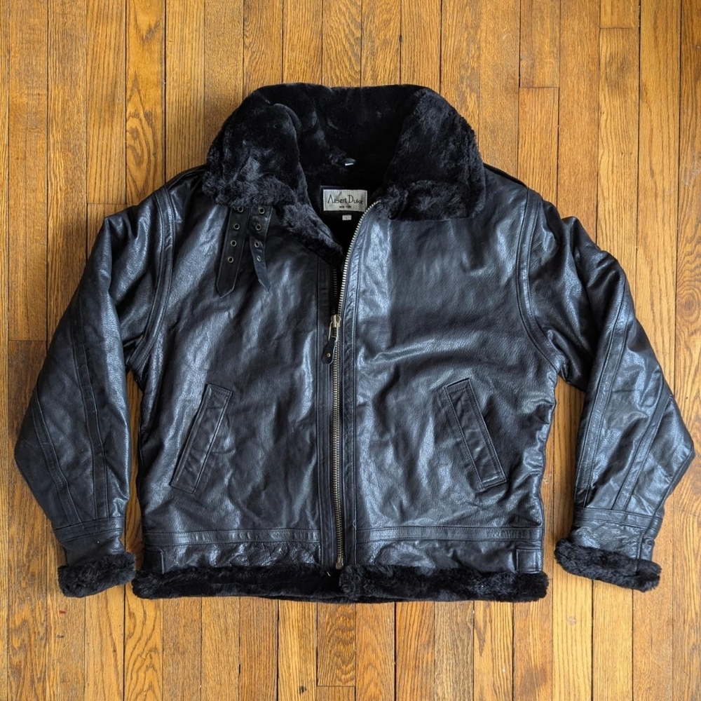 Vintage 90's Albert Duke Leather Faux Fur Lined Jacket